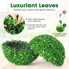 Artificial topiary ball with lush green leaves and white flowers, made of UV-proof PE material for vibrant indoor or.