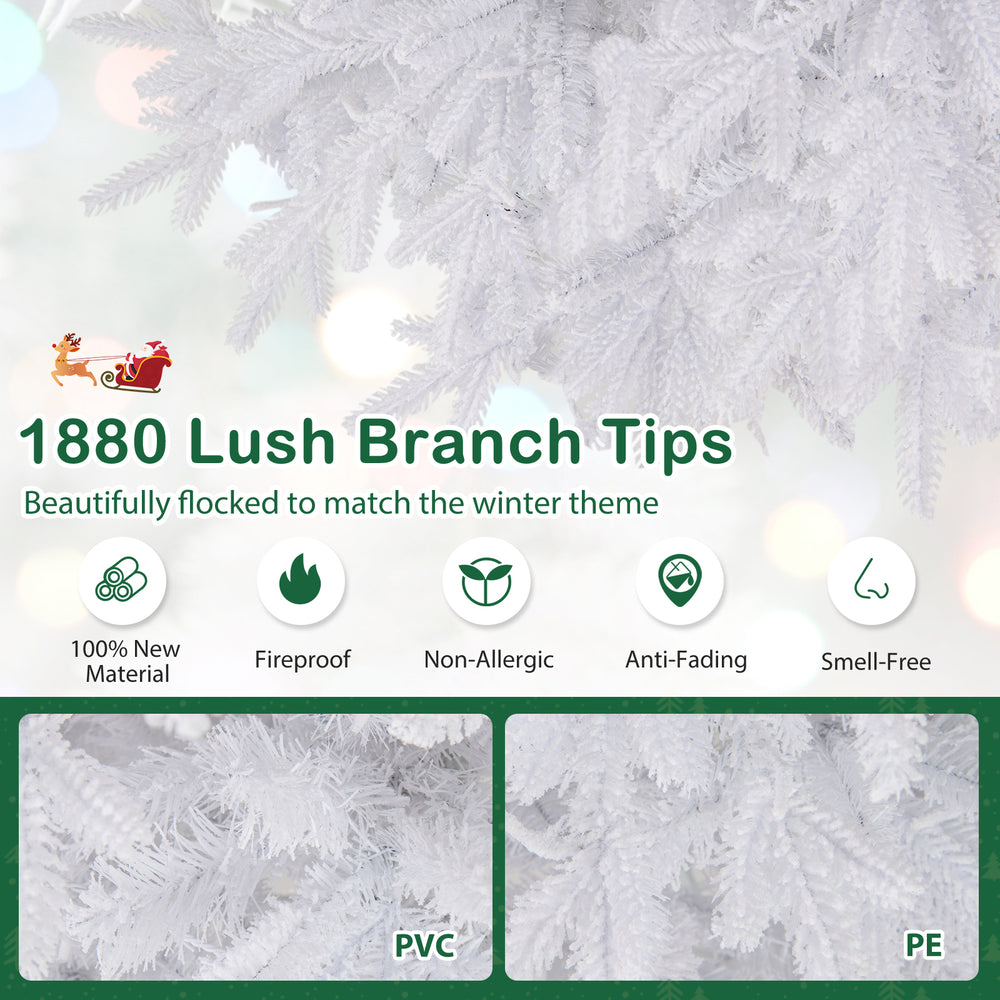 Close-up of the 7 FT artificial Xmas tree showcasing 1880 lush PE PVC branch tips, perfect for festive celebrations.