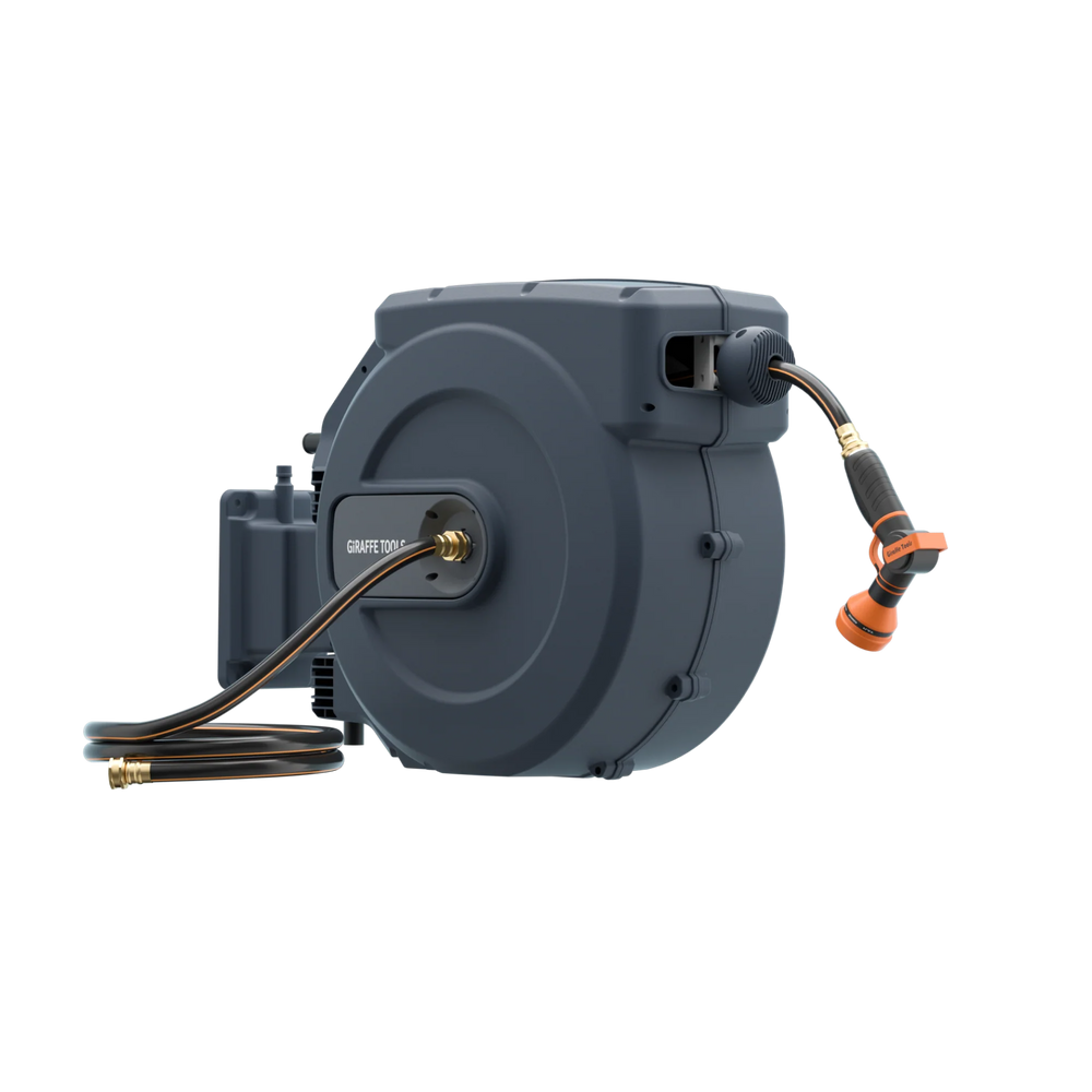Giraffe Tools Retractable Garden Hose Reel 1/2 in. x 155 ft. 180° Wall Mount New