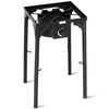 Portable propane camp stove with adjustable legs, 100000 BTU cast iron burner for outdoor cooking convenience.