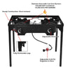 Double burner outdoor stove with heavy-duty cast iron, 150,000 BTU, adjustable heat dial, ideal for camping and.