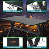 Ergonomic gaming desk featuring a PVC carbon fiber surface, cup holder, headphone hook, and two controller stands.