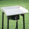 Portable propane camp stove with a sturdy cast iron head, adjustable legs, and a 100,000 BTU output for outdoor cooking.