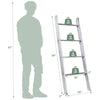 4-tier gray wall leaning ladder shelf made of pine wood, with a weight capacity of 176 lbs, ideal for versatile storage.