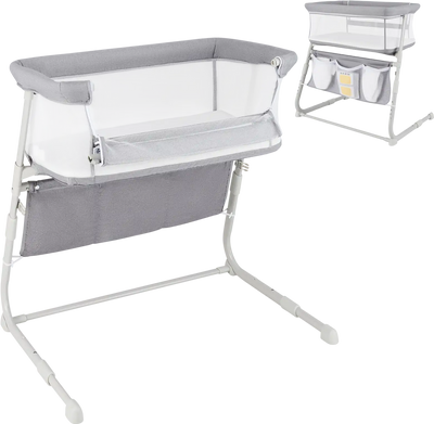 Costway Baby Bassinet Bedside Crib Adjustable Height Comfy Mattress 573864291 New