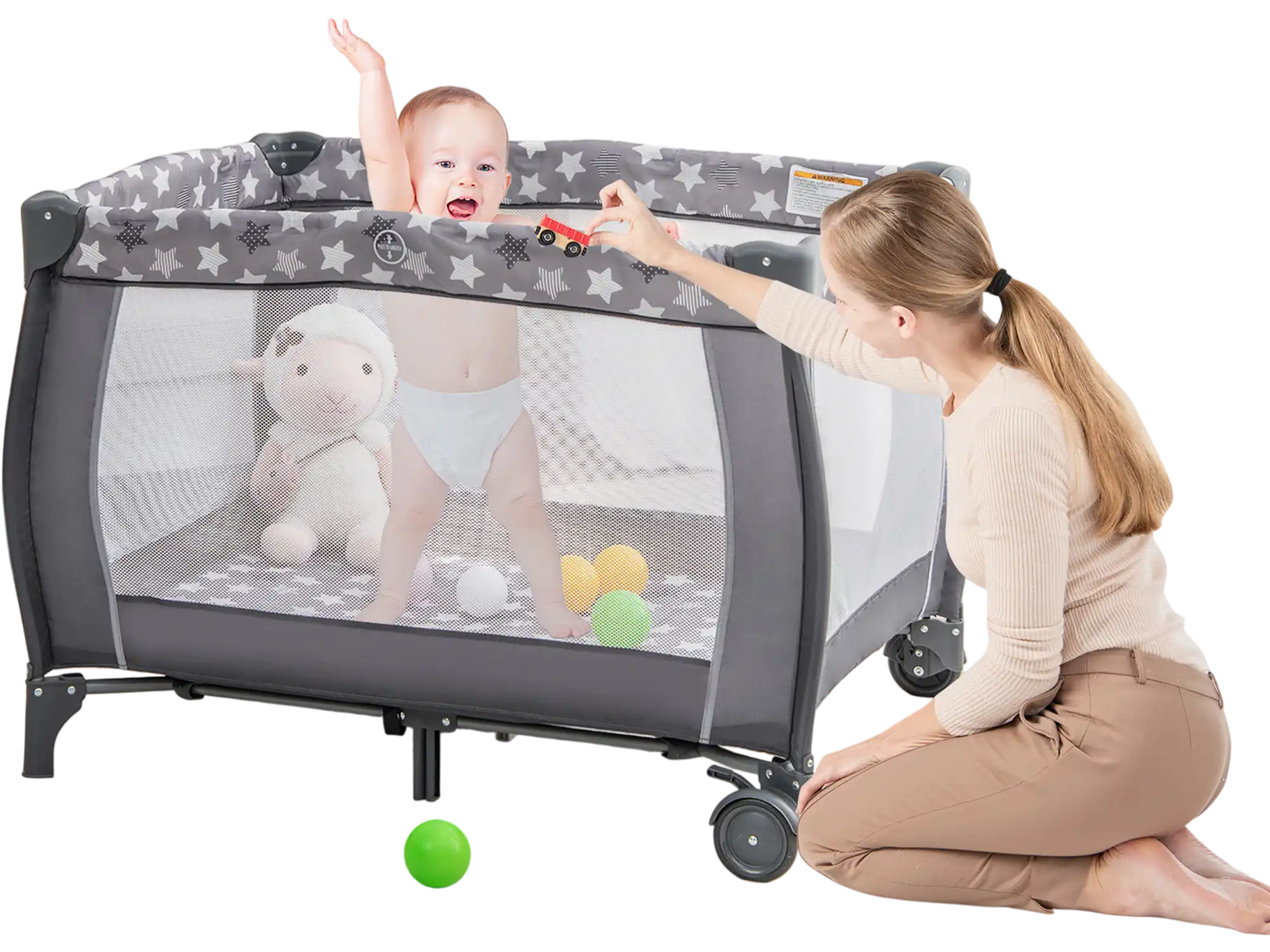 Costway Portable Baby Playard Changing Table Bassinet Music Box Gray 14783296 New