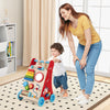 Colorful baby push walker with handle and wheels, designed for toddlers 3+, promoting motor skills and safe play.