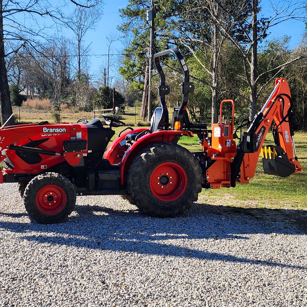 7' Tractor Backhoe Attachment with Mechanical Thumb,  12" Bucket,  ISO/SAE Switchable Controls,  Self-Contained Hydraulic System,  3 Point Hitch Cat.1,  15-50 HP,  BH660M