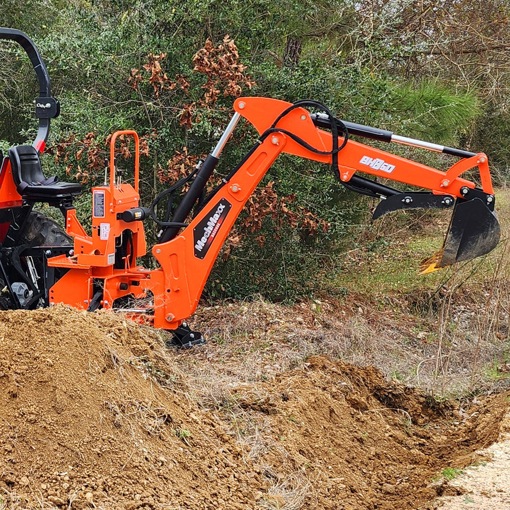 7' Tractor Backhoe Attachment with Hydraulic Thumb,  12" Bucket,  ISO/SAE Switchable Controls,  Self-Contained Hydraulic System,  3 Point Hitch Cat.1,  15-50 HP,  BH660H