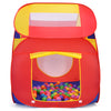 Bright red portable kid play house tent with mesh windows and 100 colorful balls for imaginative play and easy assembly.