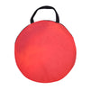 Red portable carry bag for a kid's play tent, designed for easy storage and transport, includes 100 balls for play.