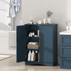 Bathroom Floor Storage Cabinet with 2 Doors and Adjustable Shelves-Blue - Gallery View 1 of 9