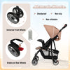 All-terrain wheels of the Toddler Travel Stroller in coffee, featuring shockproof design and universal front wheels.