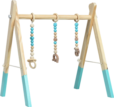 Costway Wooden Baby Play Gym Center w/ 3 Hanging Toys 58964023 New