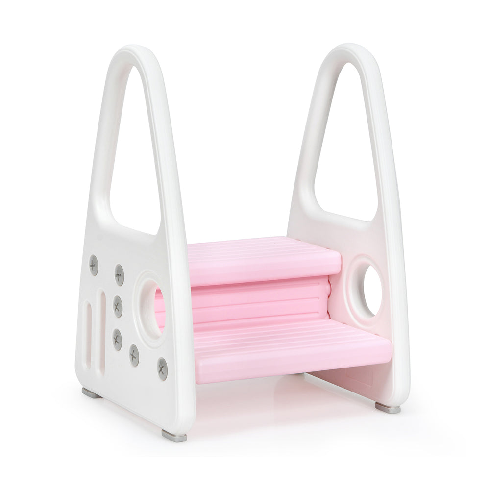 Kids Step Stool Learning Helper with Armrest for Kitchen Toilet Potty Training-Pink - Gallery View 1 of 13