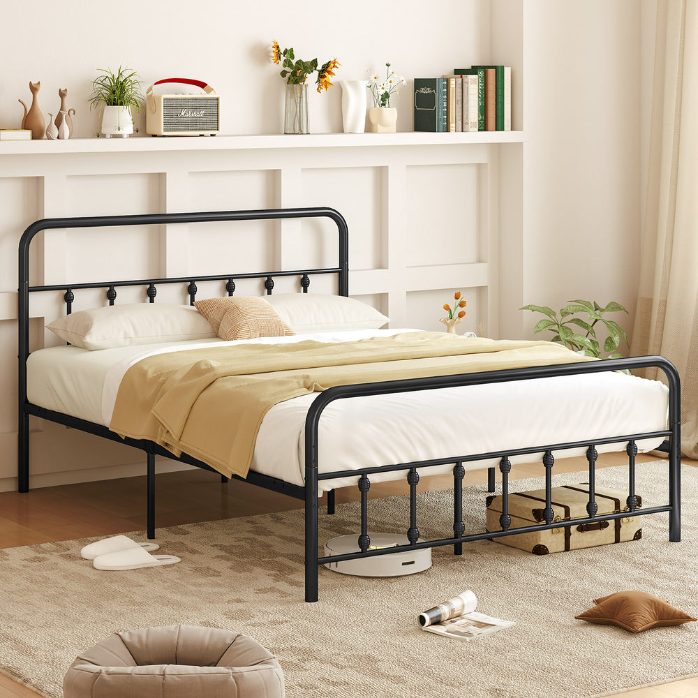 Bed Frame with Headboard and Under Bed Storage Black-Queen Size - Gallery View 1 of 10
