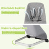 Light gray baby bouncer seat with breathable backrest and stable U-shaped base for secure and comfortable seating.