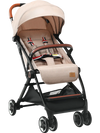 Lightweight aluminium frame baby stroller in net-beige with adjustable backrest, safety belt, and telescopic canopy.