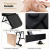Cozy concave surfaces of the 73-inch black facial chair set with adjustable foot pads and convenient towel rack.