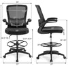 Height adjustable drafting chair with flip-up arms, ergonomic backrest, and breathable mesh fabric for all-season.