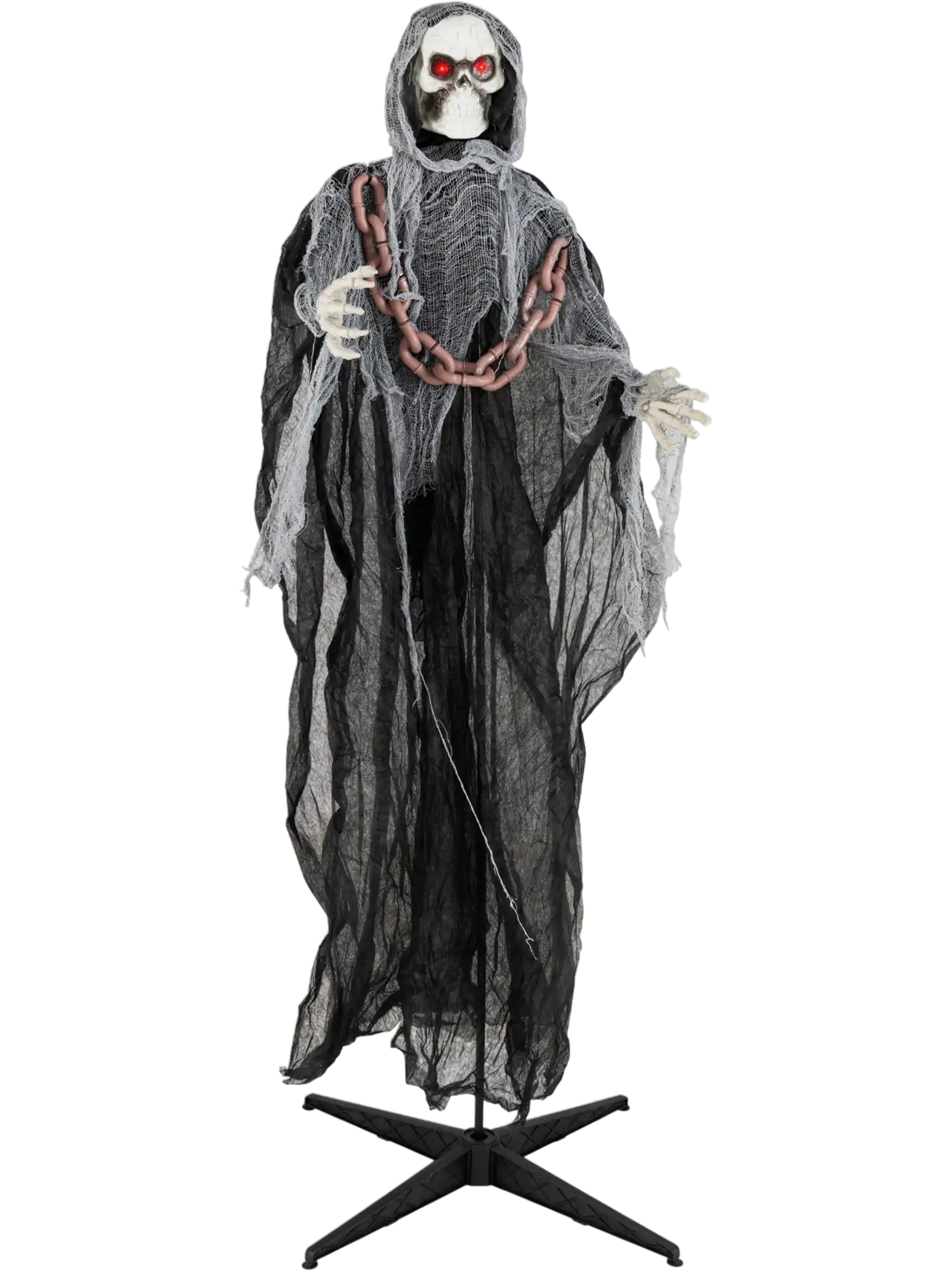 Costway 6.4' Halloween Standing Grim Reaper Lighted Eyes Sounds 69423175 New