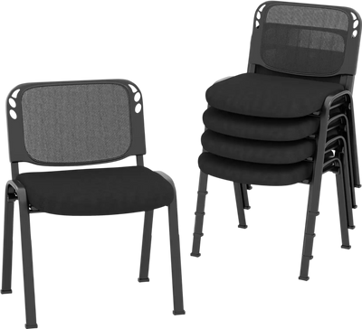 Costway Set of 5 Stackable Conference Chairs Mesh Back 52184936 New