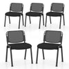 Set of 5 stackable conference chairs with mesh backrest and padded seats, ideal for office or waiting room use.