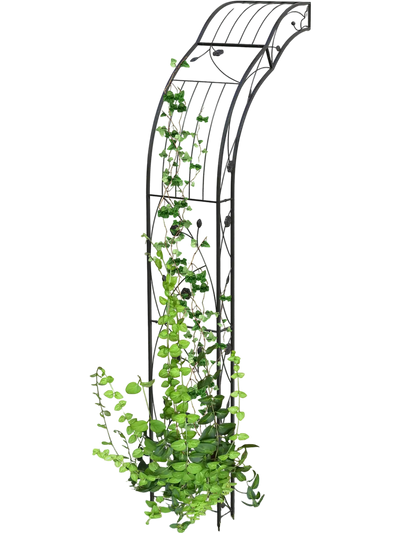 Costway Garden Arch Arbor Trellis for Climbing Plants Roses Vines Black 97523416 New