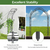 Garden arch trellis with sharp ends for easy soil insertion, sturdy black metal frame for climbing plants and.