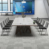 Set of 5 stackable conference chairs with mesh back, featuring a sturdy metal frame and comfortable waterfall seat.
