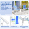 Two blue folding beach chairs with a heavy-duty metal frame, perfect for camping or lawn relaxation.