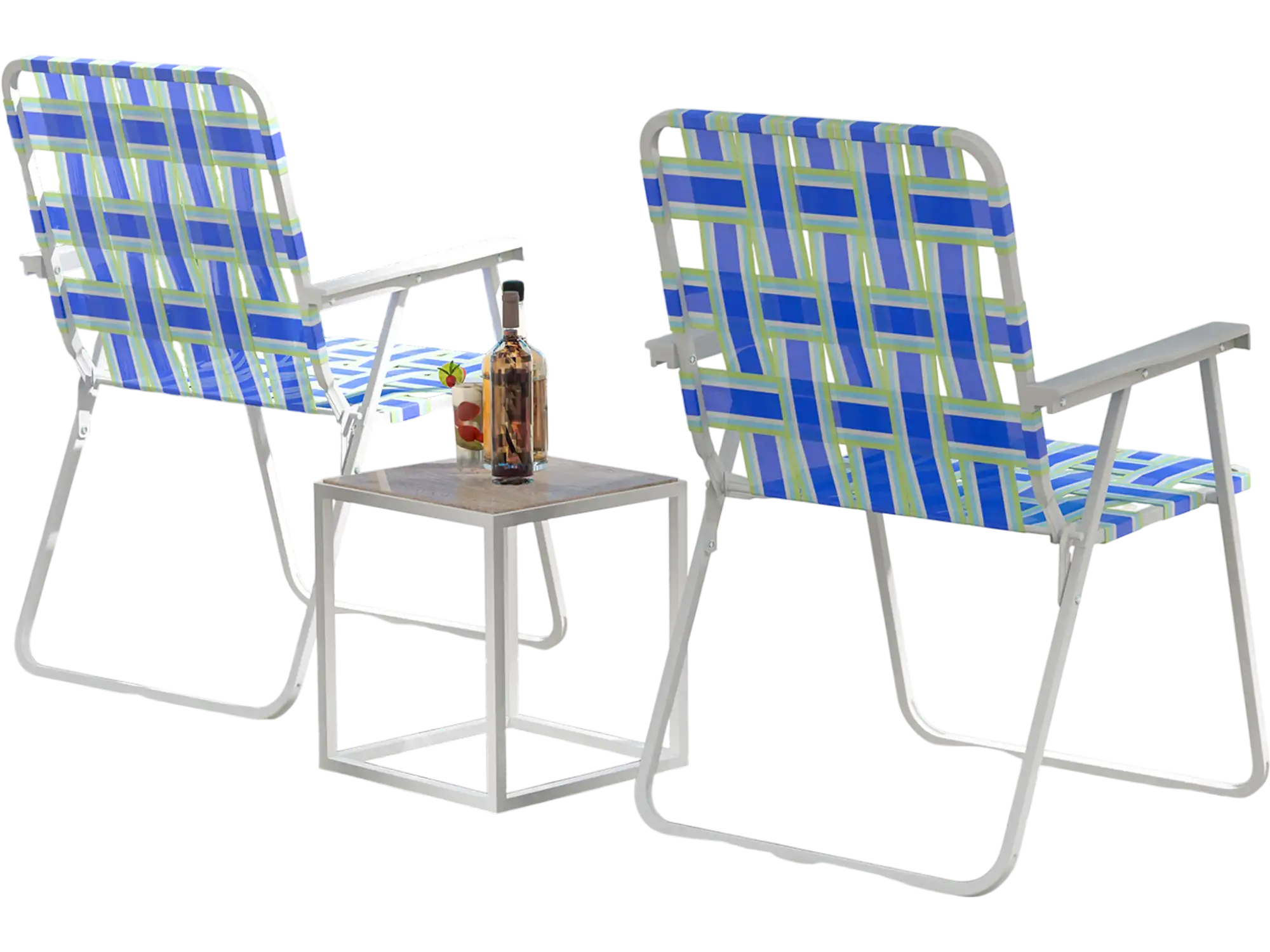 Costway 2-Piece Folding Beach Camping Lawn Webbing Chair Blue 75643218 New