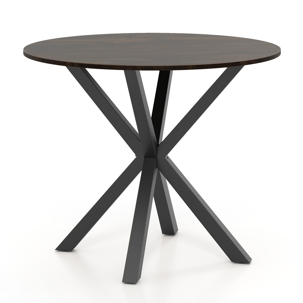 36 Inch Wood Dining Table with Intersecting Pedestal Base for 2-4 People-Brown - Gallery View 1 of 1