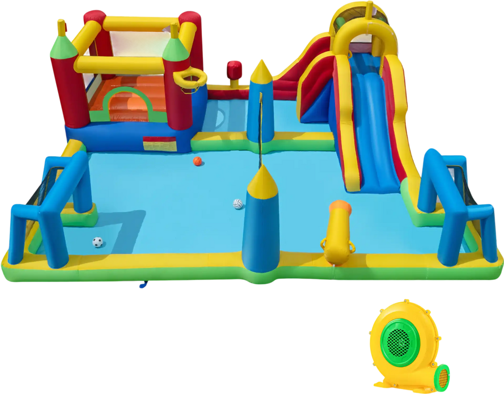 Inflatable Water Slide Bounce House 9-in-1 Jumping Castle with 680W Blower