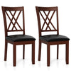 Set of 2 brown dining chairs with ergonomic backrest and padded seat, featuring a stylish X-shaped frame for comfort.
