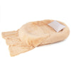 Fluffy human dog bed in brown with soft blanket and pillow, featuring orthopedic foam for comfort and removable cover.