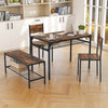 Industrial Style Rectangular Kitchen Table with Bench and Chairs-Rustic Brown - Gallery View 1 of 10