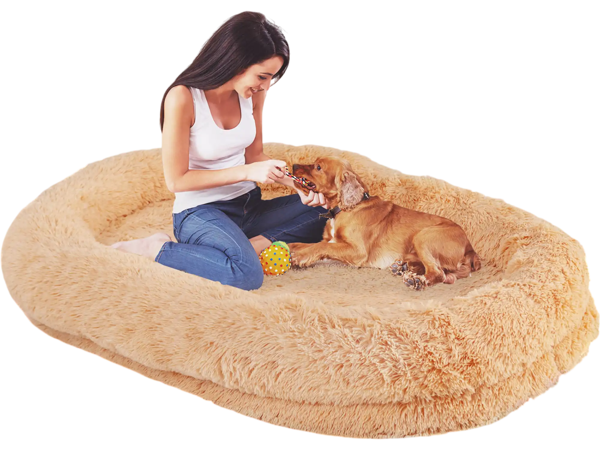 Costway Washable Fluffy Human Dog Bed Soft Blanket Pillow Brown 45679132 New