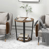 2-tier Round End Table with Storage Shelf and Metal Frame-Brown - Gallery View 1 of 10