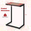 C-shaped outdoor side table with ceramic top, 19" x 12.5", waterproof and rust-resistant for versatile use.
