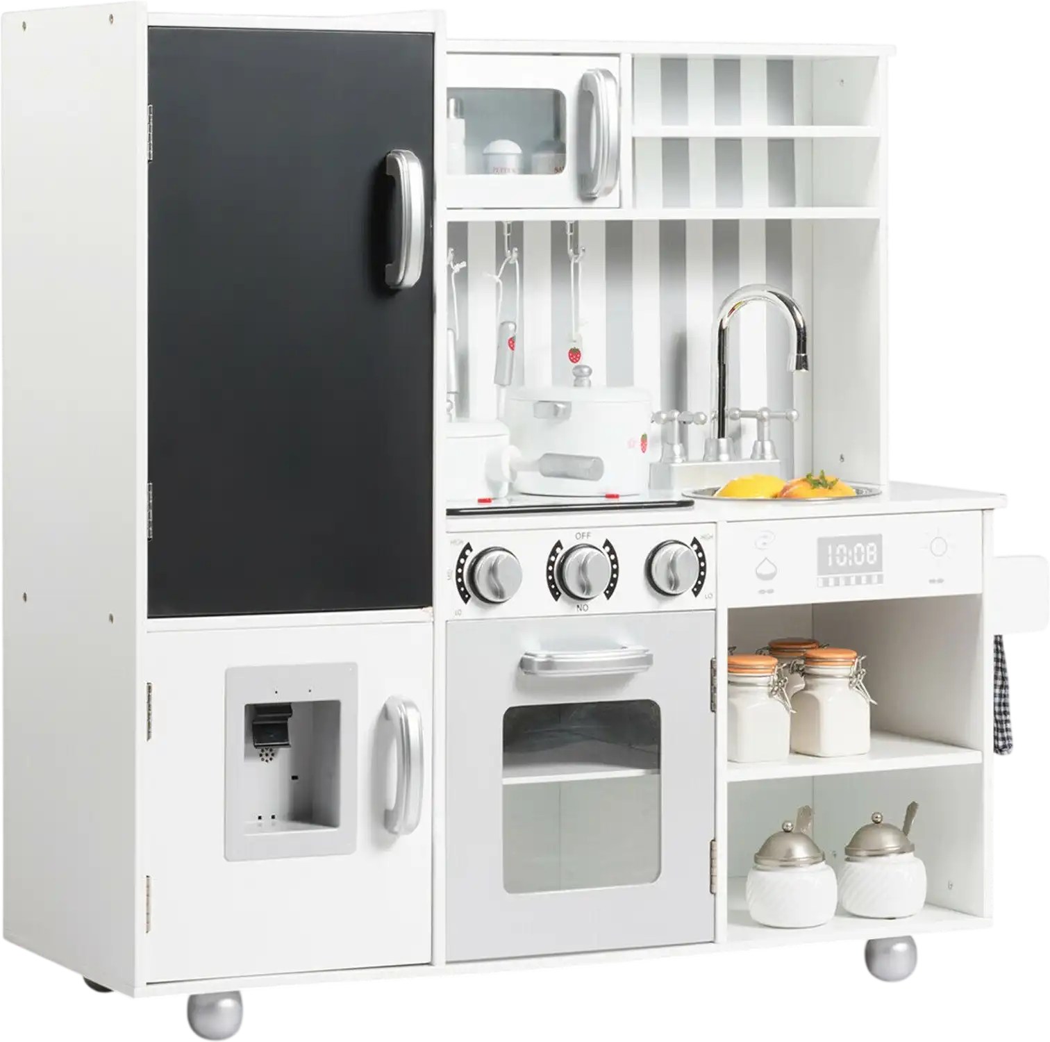 Costway Wooden Pretend Play Kitchen Set Simulated Sound 28036471 New