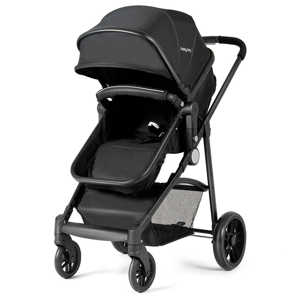 2-in-1 Foldable Pushchair Newborn Infant Baby Stroller-Black - Gallery View 1 of 10