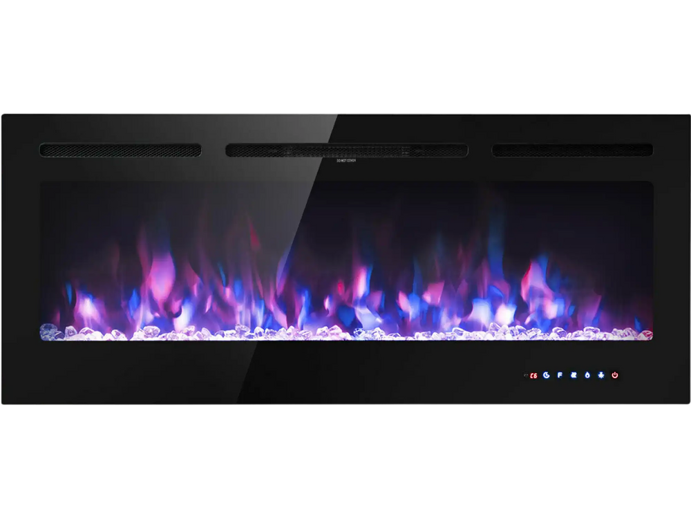 50 Inch Recessed Electric Insert Wall Mounted Fireplace with Adjustable Brightness
