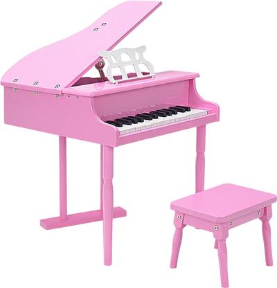 Costway Pianos & Keyboards Musical Instrument Toy 30-Key Children Mini Grand Piano with Bench Pink New