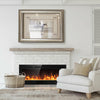 50-inch recessed electric fireplace with adjustable brightness, showcasing realistic flame effects for cozy indoor.