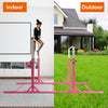 Kids adjustable gymnastics parallel bars in pink, height adjustable from 38" to 55", ideal for indoor and outdoor use.