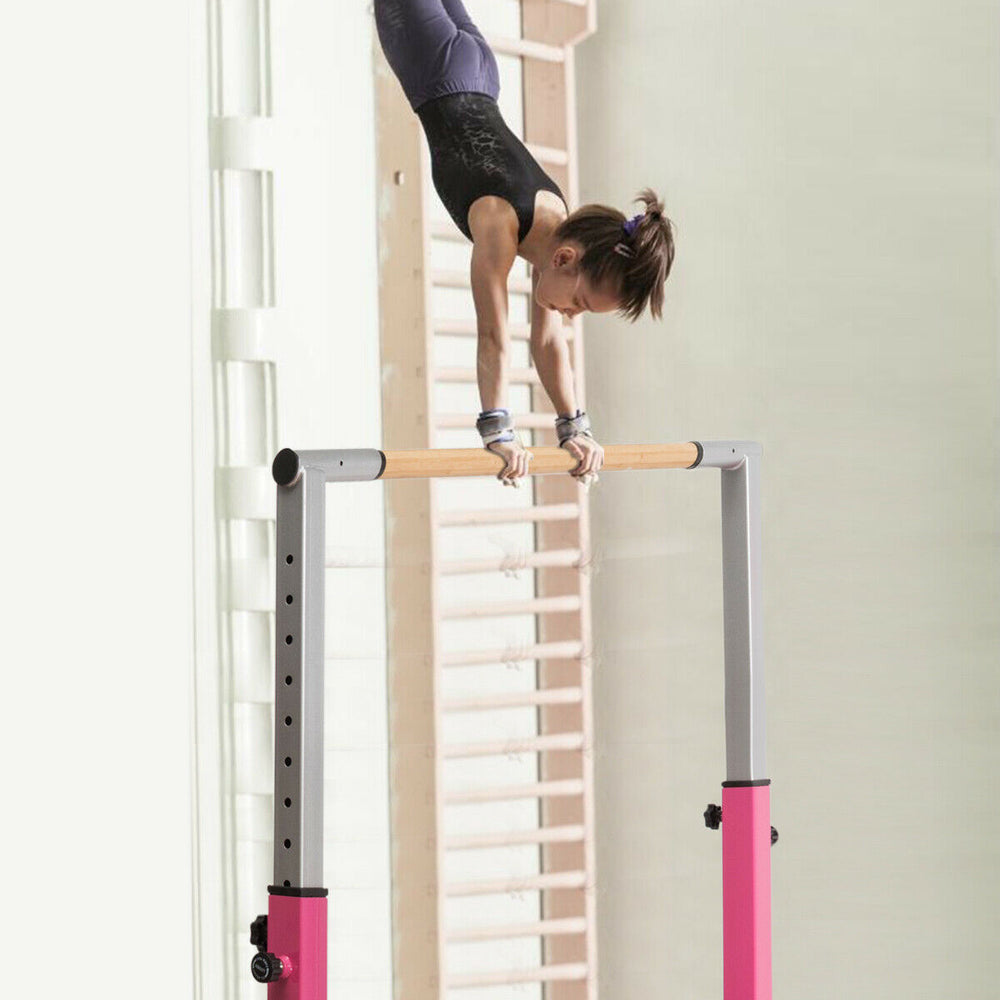 Adjustable height gymnastics parallel bars for kids, featuring a stable A3 steel structure, ideal for exercise and.