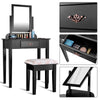 Vanity dressing table set with large square mirror, solid wood, and MDF, includes a comfortable stool for makeup.