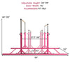 Kids adjustable gymnastics parallel bars in pink, height 38"-55", sturdy A3 steel, ideal for children aged 6-12.