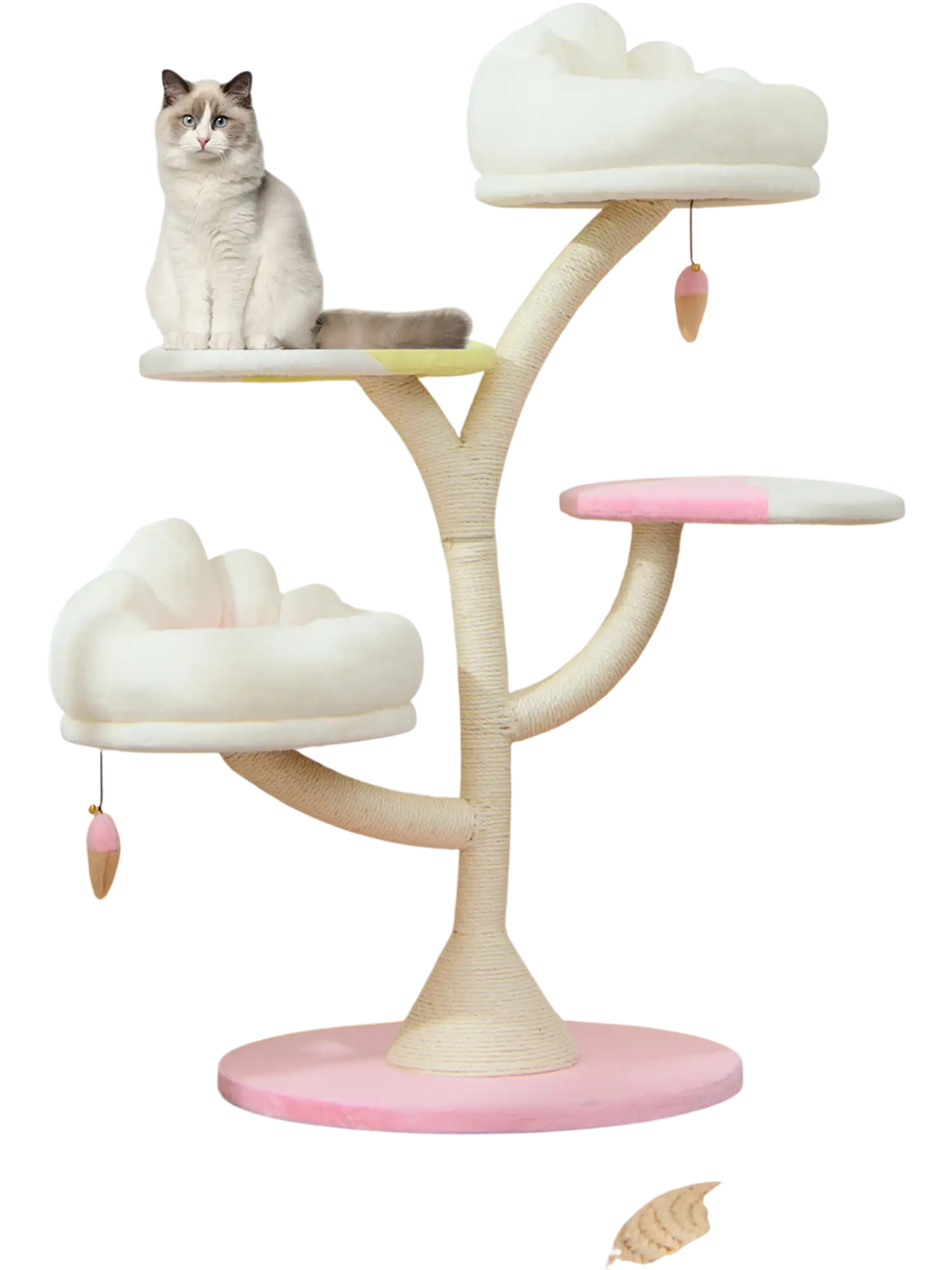 Costway Multi-Layer Cat Tree Tower 2 Perches 2 Platforms Pink 69721435 New